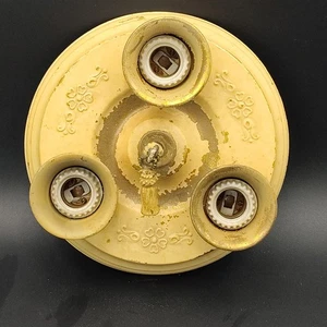 โ
๐ก๐จ๐กAntique Ceiling Light Fixture 10in Brass Mount 3 Bulb VTG Art ๐๐ธSEE๐๐ธ - Picture 1 of 24