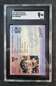 2017 Prestige Patrick Mahomes II NFL Passport #5 Chiefs RC Rookie SGC 9 Mint - Picture 1 of 2
