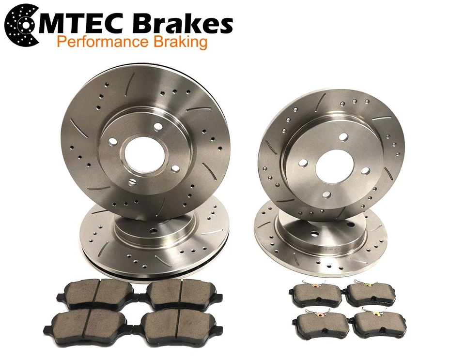 Ford Fiesta ST180 ST200 2012- Drilled Grooved Front Rear Brake Discs MTEC Pads - Image 1 of 4