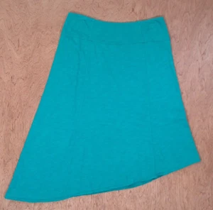 prAna skirt SMALL Jacinta TEAL Cotton Slub Knit Asymmetrical Hem LIGHTWEIGHT - Picture 1 of 8