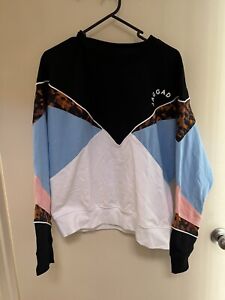 Jaggad Colour block White Blue Leopard Panel Sweater-Casual-Activewear-Comfy-XL
