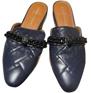 Kurt Geiger Pantolette WMNS 8 (EU 41) blau Leder Chelsea gesteppt Flats spitz Kette - Bild 1 von 9