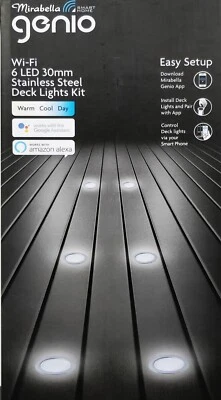 6 Pc Round LED Deck & Step Lights Kit DIY Stainless Steel Wi-Fi Compatible - Image 1 of 4