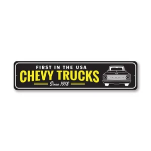 USA Chevy Truck Sign Chevrolet Automotive Car Man Cave Sports Automobile Retro - Picture 1 of 4