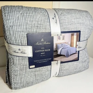 Brooks Brothers Cotton Slub Quilt Blue White Pinstripe Oeko-Tex Tested New  King - Picture 1 of 4