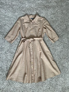 Sharagano Damen Knopfleiste Plissee Hemd Freizeitkleid hellbraun - Damengröße L - Bild 1 von 12