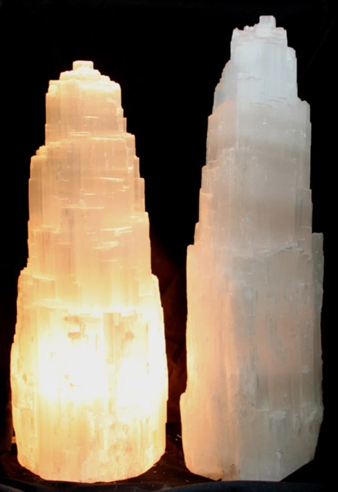 Lámpara de Selenita Extra Grande y Cordón Selenita Rascacielos Torre Lámpara Reiki Chakra. Foto 1 de 1