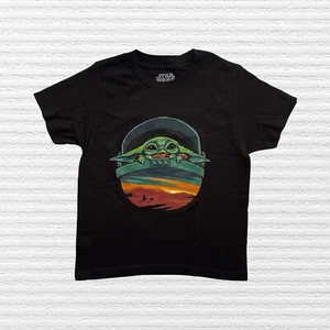 New Star Wars Mandalorian Boys Graphic Tee Shirt Black Short Sleeve Size Small - Picture 1 of 11