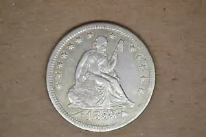 1853 Seated LIberty Quarter- EF/AU w/ reverse struck thru Error. Nice! - Picture 1 of 2