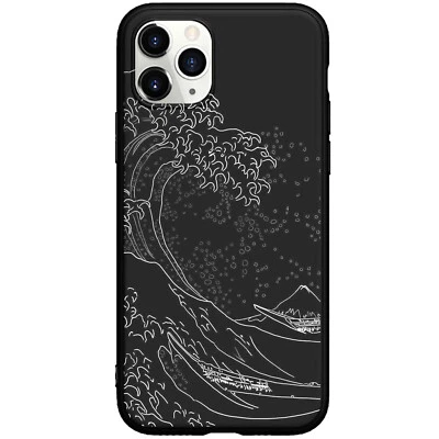 Black Phone Case Japanese The Wave LIne For iphone 15 14 13 12 11 ProMax XR 7 8 - Image 1 of 2