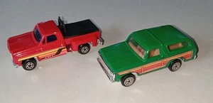 Vintage Kidco 1:64 Green Ford Bronco & Made in Hong Kong Chevy 4X4 Toy Trucks - Picture 1 of 8