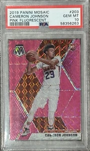 Cameron Johnson Panini Mosaic Pink Flourescent Rookie 2019 #203/10 PSA 10 - Imagen 1 de 2