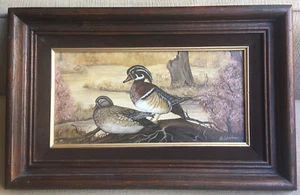 RARE Original Framed Joan E. Coleman Wood Ducks Signed Oil On Canvas Painting - Picture 1 of 12