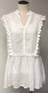 JUEGO DE CAMISA DE MUJER VINEYARD VINES ENCANTADORA BLANCA SIN MANGAS CUELLO EN V DE 2 PIEZAS BLANCA L - Imagen 1 de 10
