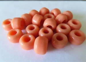 25 5 x 9 mm Czech Glass Crow Beads: Opaque Peach - Picture 1 of 1