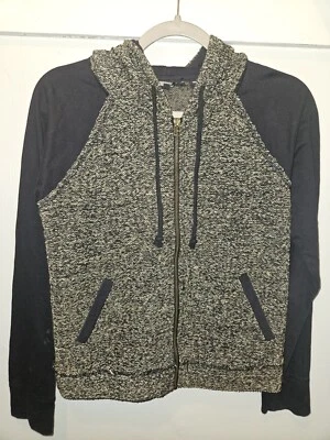 Miss Me Full Zip Grunge Y2K Hoodie Womens Medium M Black & Gold  - Image 1 of 4