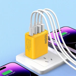 Cargador rápido 120 W USB tipo C EE. UU. Reino Unido UE enchufe cargador de pared adaptador de corriente 4 puertos - Imagen 1 de 11