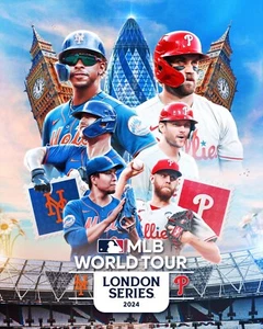 Foto 8x10 MLB promoción de los New York Mets v Philadelphia Phillies 2024 World Tour - Imagen 1 de 1