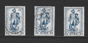 IRELAND SCOTT 156 USEDFINE x 3 - 1956 1'3p BLUE JOHN BARRY ISSUE - Picture 1 of 2