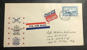 WWll Canadá: Cubierta de correo aéreo patriótico / Correo del soldado 1945 "Reina de la batalla" - Imagen 1 de 3
