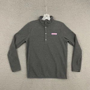 Vineyard Vines Fleece Pullover Boys Large Gray Snap Nature Preppy Outdoor - Picture 1 of 9