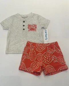 Carters Baby Boy Clothes 3 Months Shorts Shirt 2 PC Set Cute Outfit New - Picture 1 of 4