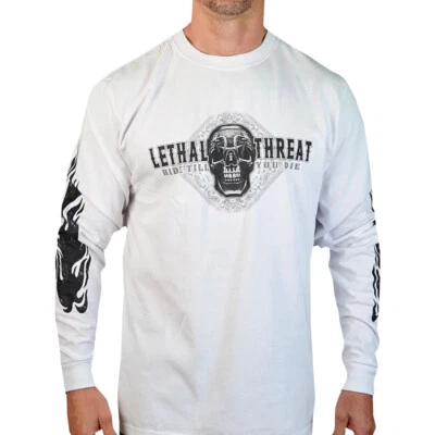 Lethal Threat Death Rider Long-Sleeve T-Shirt - White | 3XL - Image 1 of 2