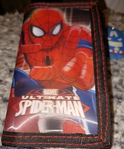 Marvel Ultimate Spiderman Trifold Wallet Superhero With Cartoon Keychain - Picture 1 of 8