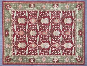 Red Wool Rug 5x8 6x9 Floral Hand Tufted Sarouk-Indian Oriental Room Size Carpet
