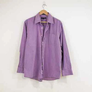 Ivy Crew Men's Purple Check Button Down Long Sleeve Shirt Size L 16-16 1/2 - Picture 1 of 5