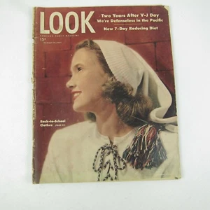 Vintage LOOK Magazine August 1947 Barbara Bel Geddes, Kim Sigler, Gene Jantzen - Picture 1 of 12