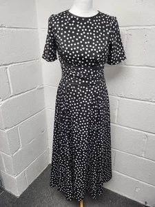 Coast Black & White Polka-Dot Midi Dress Cut Out Back.Size 8.Formal Occasion.PAC - Picture 1 of 8