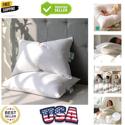 Goose Feathers Down Pillows Standard/Queen Size Set of 2, Luxury Soft Feather... - Image 1 of 4