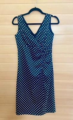 Vestido vaquero acanalado a lunares blanco y negro talla 6 Donna Ricco New York para mujer Foto 1 de 3