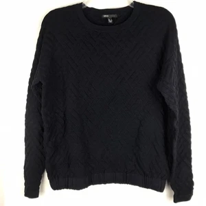 NWT Mango Textured Sweatshirt Navy Crew Neck Pullover Geometric Womens Sz Small - Picture 1 of 8