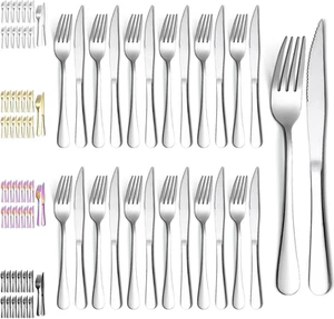 Evanda Steak Knives Set 24 Piece Service for 12, Stainless Steel 12 Dinner Fo... - Picture 1 of 12