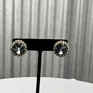 Vintage Kristall Ohrstecker silberfarben Halo Strass elegant Glamourös - Bild 1 von 5