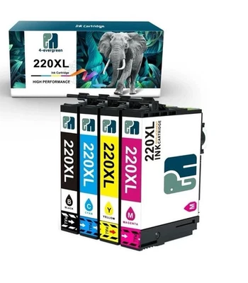 4 PK 220XL Ink For Epson XP-320 XP-420 XP-424 WF2630 WF2650 WF2660 WF2750 WF2760 - Image 1 of 4