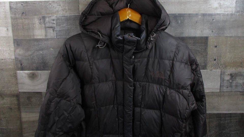 Chaqueta acolchada The North Face para mujer mediana marrón larga con capucha 600 relleno abrigo parka Foto 1 de 4
