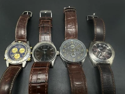 Pulsar by Seiko, Guess, Nixon, Etc  Men's Leather Watch Lot 4Pcs Untested - Image 1 of 4