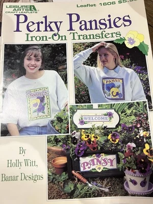 Leisure Arts pansies, pansy Flowers Iron-On Transfer Patterns Bk 1606 Holly Witt - Image 1 of 4