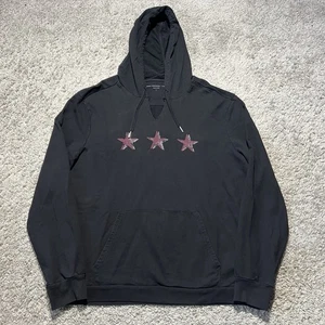 JOHN VARVATOS 3 STAR HOODED SWEATSHIRT BLACK $209 FTP Red Pullover Terry - Picture 1 of 7