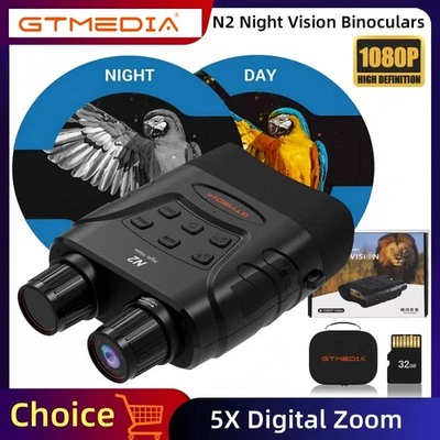 GTMEDIA N2 4K occhiali visione notturna binocolo infrarossi fotocamera IR 5x zoom 300 m - Immagine 1 di 4