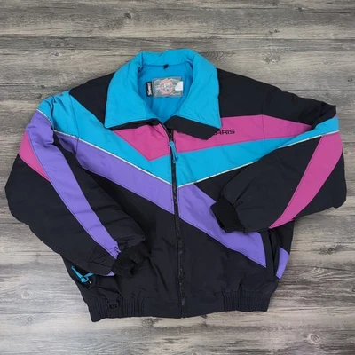 Vtg Polaris Jacket Mens XL Snowmobile Racing 80s Puffer Colorblock Thermoloft  - Image 1 of 4