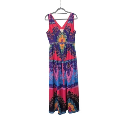 Modcloth Boho Mandala Print Vibrant Colors Sleeveless Maxi Dress, Women's Medium - Image 1 of 4