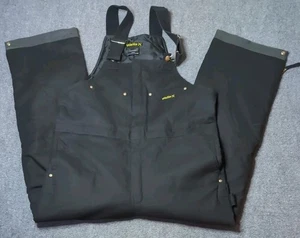 Salopette bavaglino isolato da parete uomo grande tela nera abbigliamento da lavoro tasche 29" cucitura interna - Foto 1 di 9