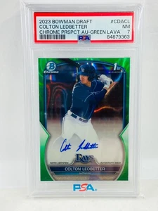 Bowman Chrome Draft Colton Ledbetter 2023 primer automático lava verde #25/99 PSA 7 - Imagen 1 de 2