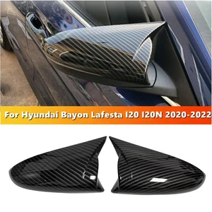 Carbon Look Side Mirror Cover Caps For Hyundai I20 I20N Bayon Lafesta 2020-2022 - Picture 1 of 10