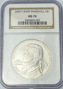 2005 P John Marshall Silver Dollar  NGC MS70 P149 - Picture 1 of 2