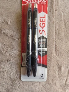 2 Sharpie  S-Gel Gel ink Pens MEDIUM Point 0.7mm BLACK INK 2096156  - Picture 1 of 3
